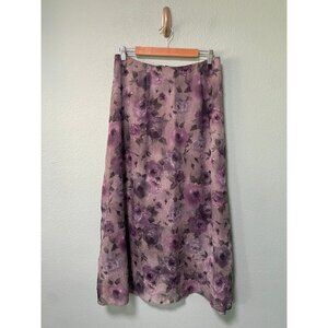 Vintage Dressbarn Women's Purple Floral Boho Midi Skirt Size‎ 14